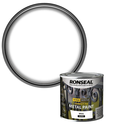 Ronseal 15 Year Direct To Metal Paint - Gloss - White - 250ml