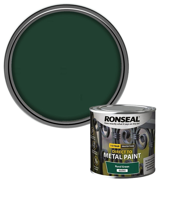Ronseal 15 Year Direct To Metal Paint - Gloss - Rural Green - 250ml