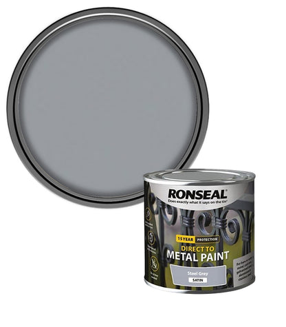 Ronseal 15 Year Direct To Metal Paint - Satin - Steel Grey - 250ml