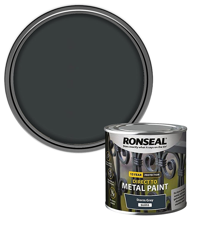 Ronseal 15 Year Direct To Metal Paint - Gloss - Storm Grey - 250ml