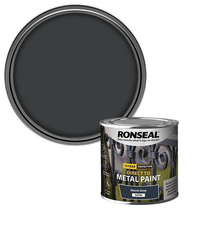 Ronseal 15 Year Direct To Metal Paint - Satin - Storm Grey - 250ml