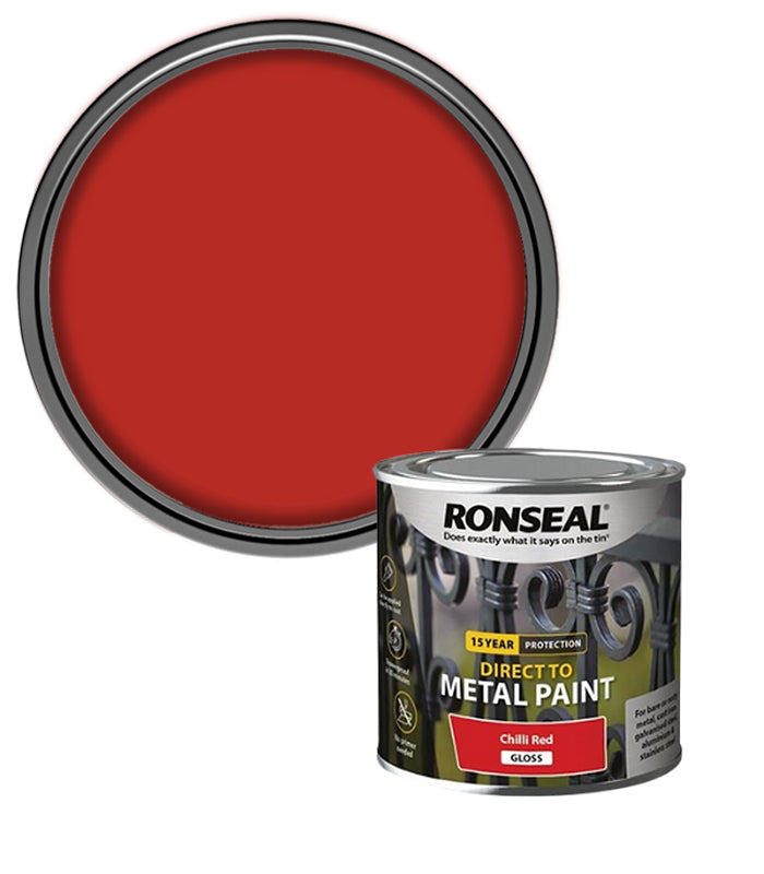Ronseal 15 Year Direct To Metal Paint - Gloss - Chilli Red - 250ml