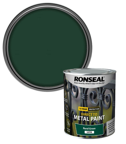 Ronseal 15 Year Direct To Metal Paint - Satin - Rural Green - 750ml
