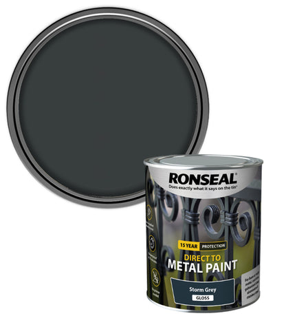 Ronseal 15 Year Direct To Metal Paint - Gloss - Storm Grey - 750ml