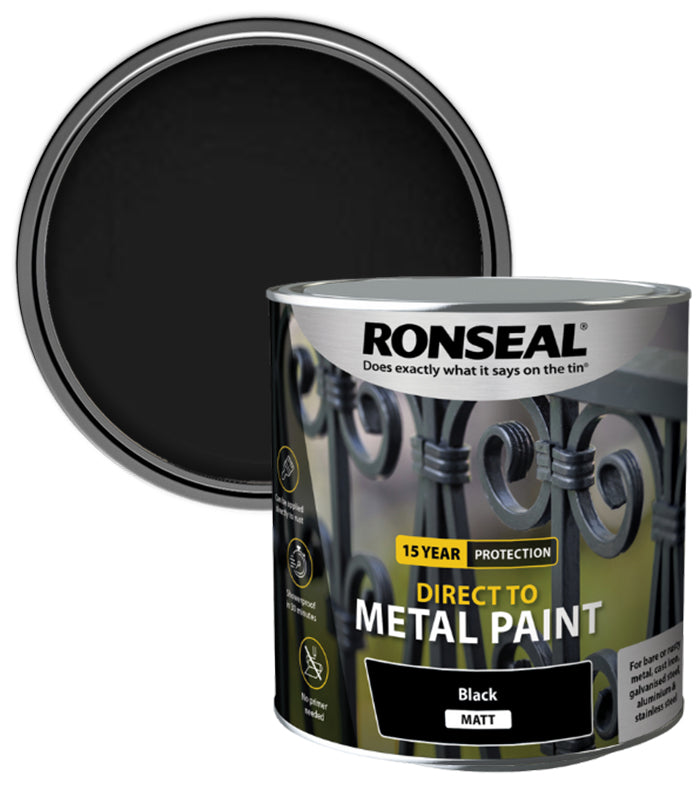 Ronseal 15 Year Direct To Metal Paint - Matt - Black - 2.5 Litre
