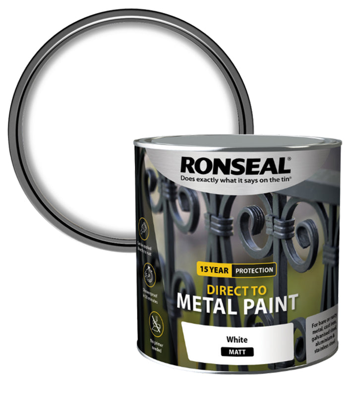 Ronseal 15 Year Direct To Metal Paint - Matt - White - 2.5 Litre
