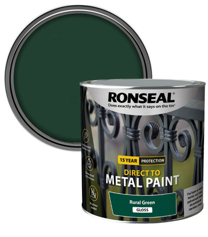Ronseal 15 Year Direct To Metal Paint - Gloss - Rural Green - 2.5 Litre