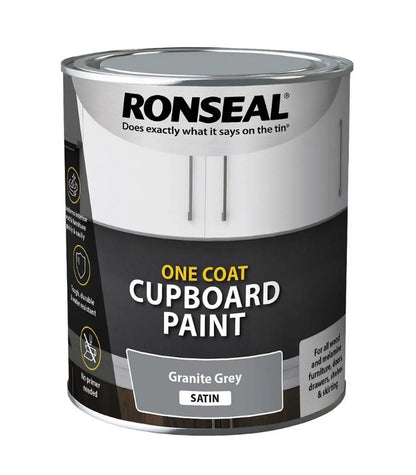 Ronseal One Coat Cupboard Melamine and MDF Paint - 750ml - Granite Grey Satin