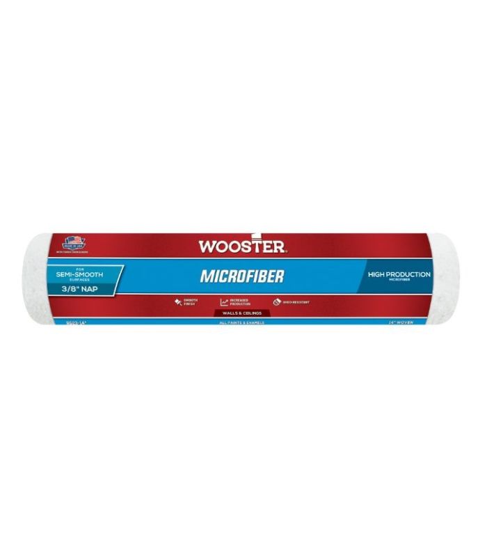 Wooster Microfiber 3/8" Nap Semi Smooth Paint Roller Sleeve - 14 Inch