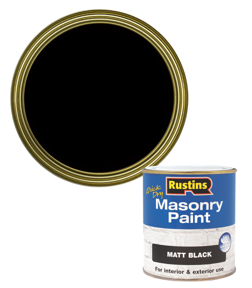 Rustins Quick Dry Masonry Paint - Black - 500ml