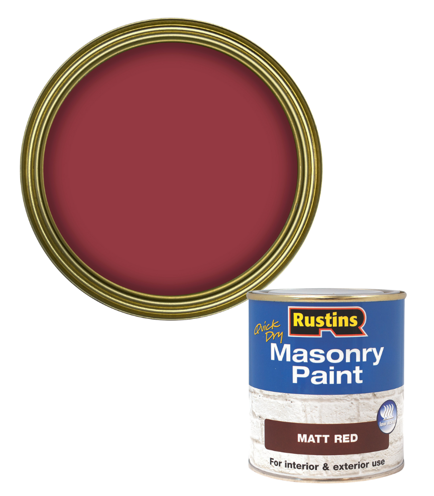 Rustins Quick Dry Masonry Paint - Red - 500ml
