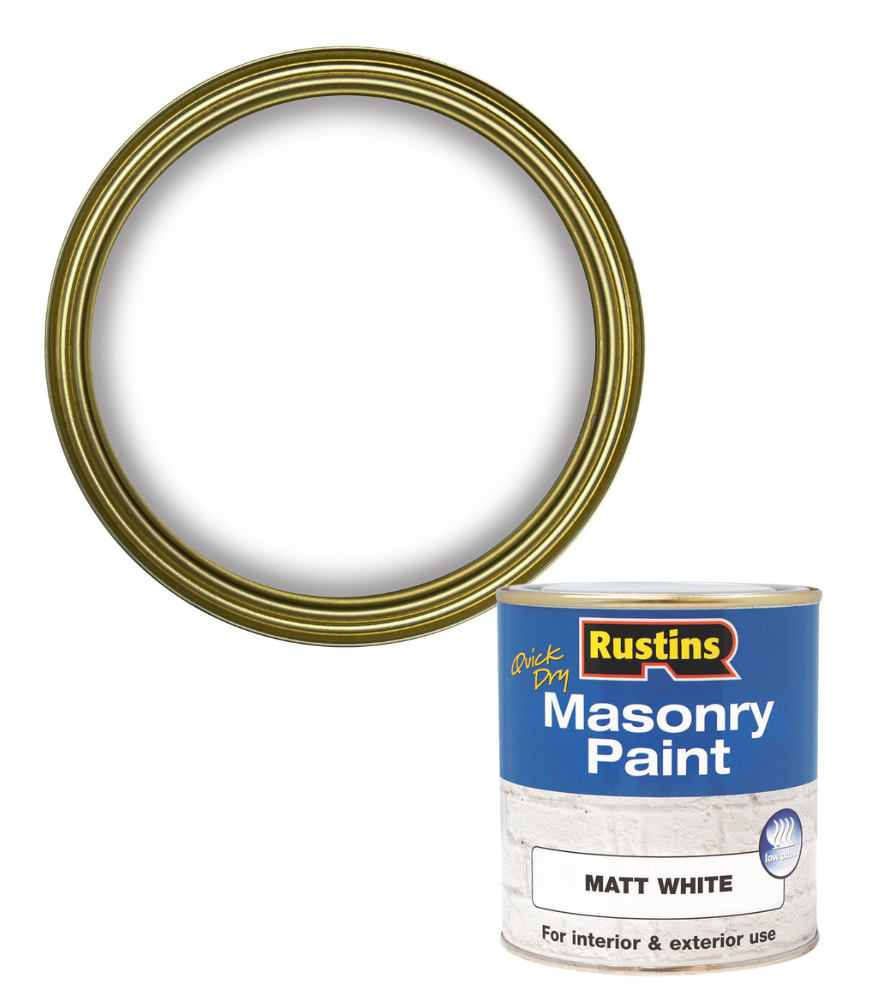 Rustins Quick Dry Masonry Paint - White - 500ml