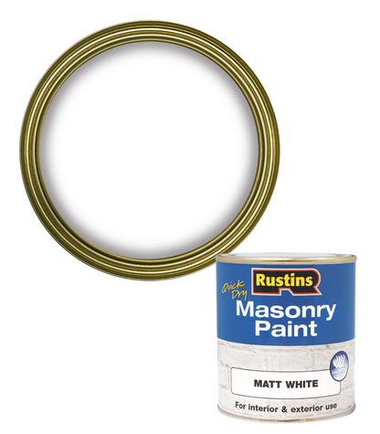 Rustins Quick Dry Masonry Paint - White - 500ml