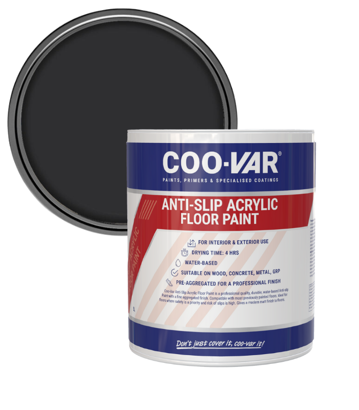 CooVar Anti Slip Acrylic Floor Paint - Black - 5 Litre