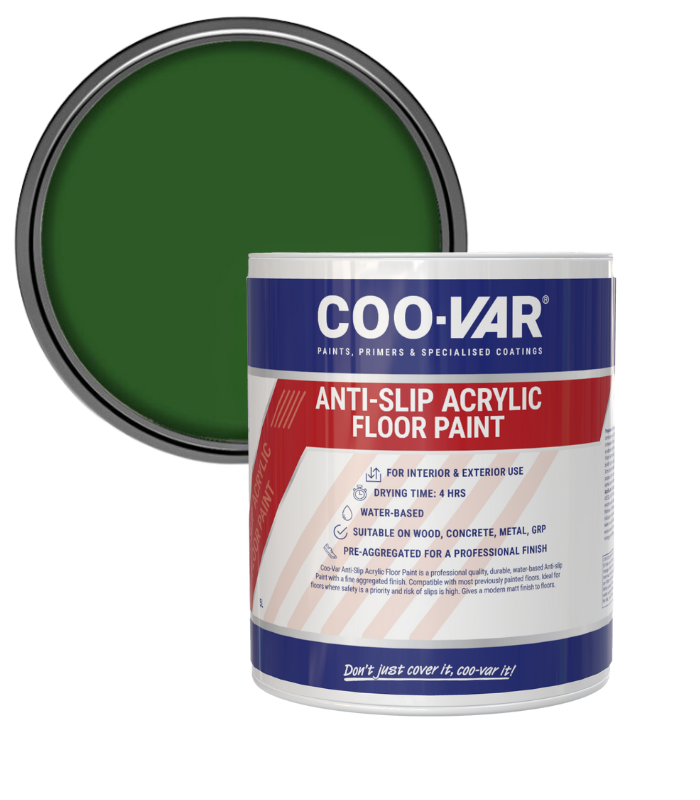 CooVar Anti Slip Acrylic Floor Paint - Green - 5 Litre