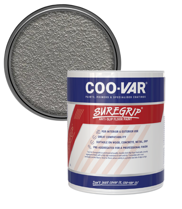 CooVar Suregrip Anti Slip Floor Paint - Light Grey - 5 Litre