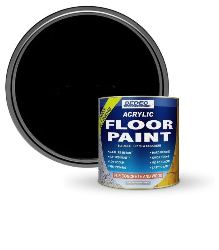 Bedec Acrylic Floor Paint - Black - 1 Litre