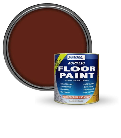 Bedec Acrylic Floor Paint - Tile Red - 1 Litre