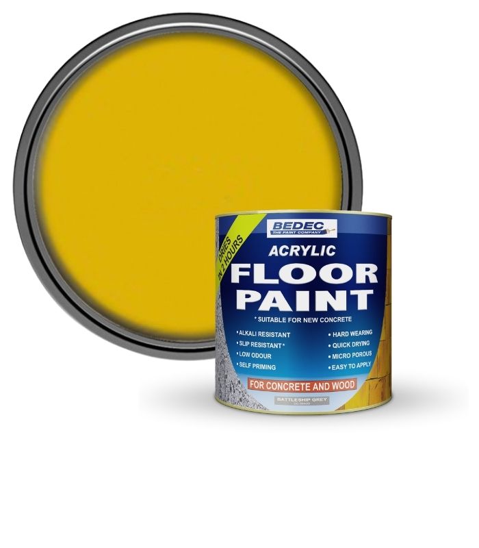 Bedec Acrylic Floor Paint - Yellow - 1 Litre