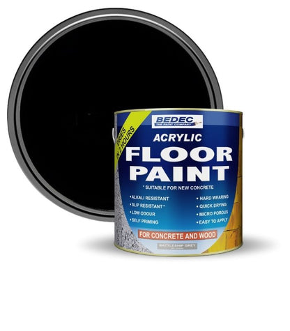 Bedec Acrylic Floor Paint - Black - 2.5 Litre