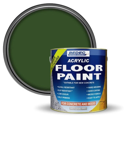 Bedec Acrylic Floor Paint - Dark Green - 2.5 Litre