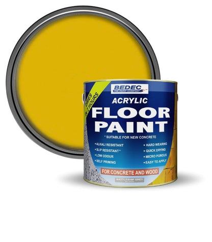 Bedec Acrylic Floor Paint - Yellow - 2.5 Litre