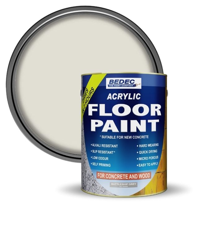 Bedec Acrylic Floor Paint - Light Grey - 5 Litre