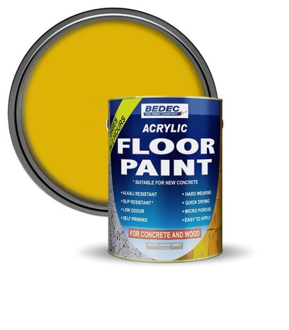 Bedec Acrylic Floor Paint - Yellow - 5 Litre