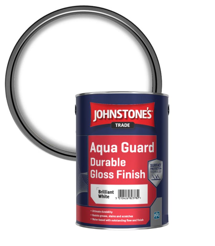 Johnstones Trade Aqua Guard Durable Water Based Gloss - Brilliant White 1 Litre