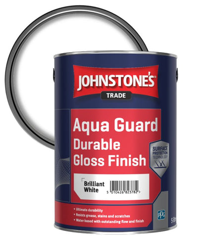 Johnstones Trade Aqua Guard Durable Water Based Gloss Brilliant White 5 Litre
