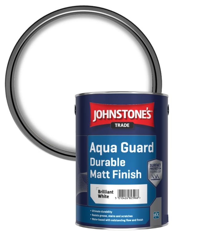 Johnstones Trade Aqua Guard Durable Water Based Matt Brilliant White - 1 Litre