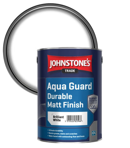 Johnstones Trade Aqua Guard Durable Water Based Matt Brilliant White - 2.5 Litre