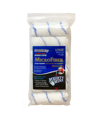 Arroworthy Microfiber Nap Jumbo Cage Roller Refill 6 Pack - 4" x 9/16