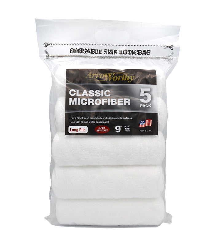 Arroworthy Classic Microfiber Paint Roller Refill Long Pile - 9" (1-3/4") 5 Pack
