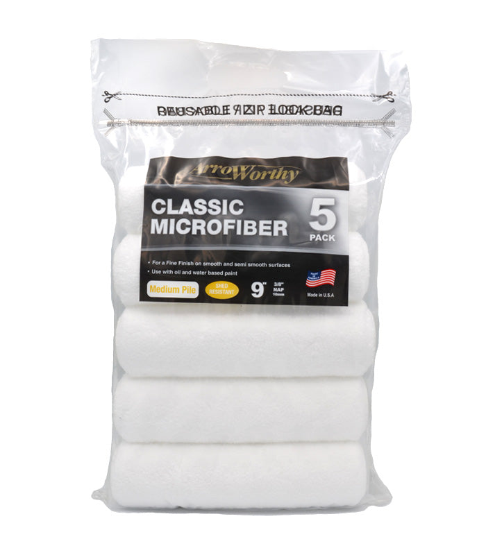 Arroworthy Classic Microfiber 9 Inch Paint Roller Sleeve - 5 Pack