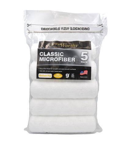 Arroworthy Classic Microfiber 9 Inch Paint Roller Sleeve - 5 Pack