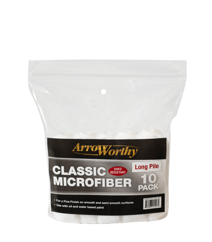 Arroworthy Classic Microfiber Mini Roller Refill - Long Pile - 4" (10 Pack)
