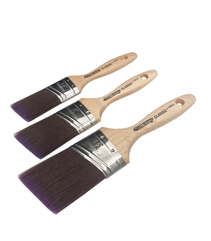 Arroworthy Classic Semi Oval Angled Beaver Tail Paint Brush 3PK contains: 1.5",2",2.5"