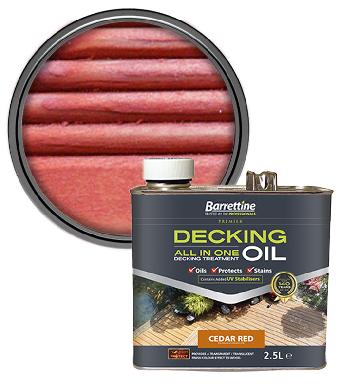 Barrettine All In One Decking Oil Treatment - Cedar Red - 2.5L
