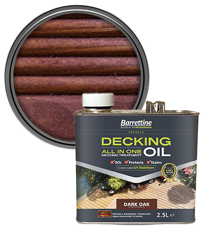 Barrettine All In One Decking Oil Treatment - Dark Oak - 2.5L