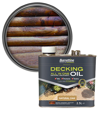 Barrettine All In One Decking Oil Treatment - Natural Oak - 2.5L