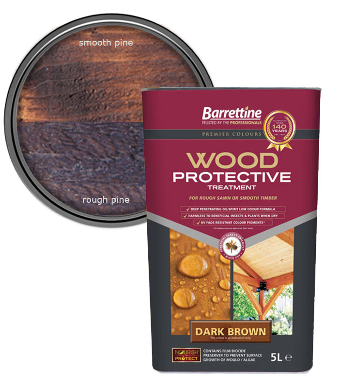 Barrettine Wood Protective Treatment Paint - Dark Brown - 5L