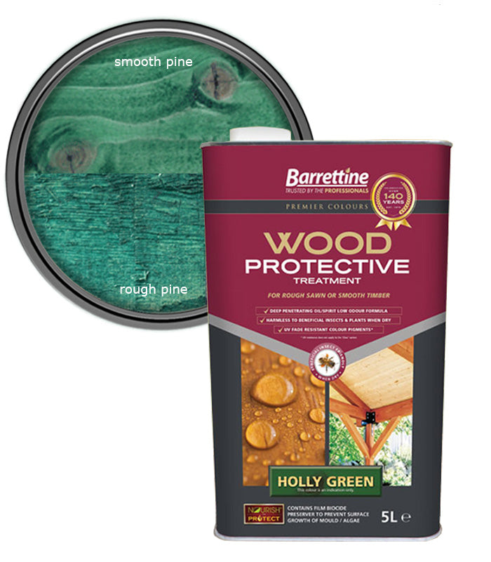Barrettine Wood Protective Treatment Paint - Holly Green - 5L