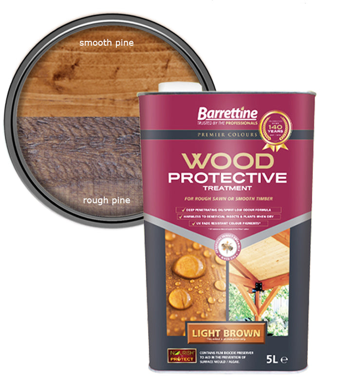 Barrettine Wood Protective Treatment Paint - Light Brown - 5L