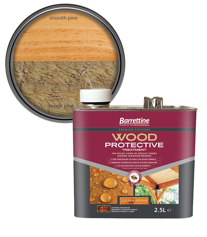 Barrettine Wood Protective Treatment Paint - Golden Brown - 2.5L