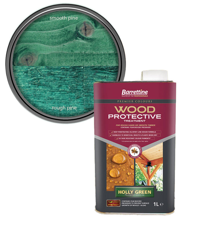 Barrettine Wood Protective Treatment Paint - Holly Green - 1L