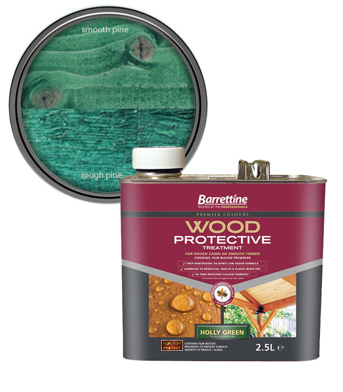 Barrettine Wood Protective Treatment Paint - Holly Green - 2.5L