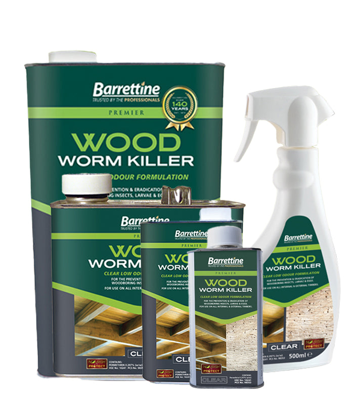 Barrettine Solvent Woodworm Treatment - Interior and Exterior - All Sizes
