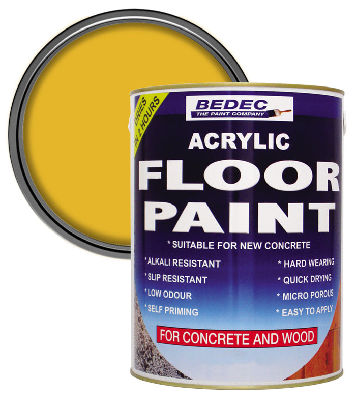 Bedec Acrylic Floor Paint - Yellow - 5 Litre