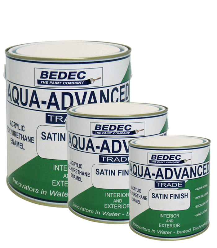 Bedec Aqua Advanced Paint Satin - Brilliant White or Black - All Sizes